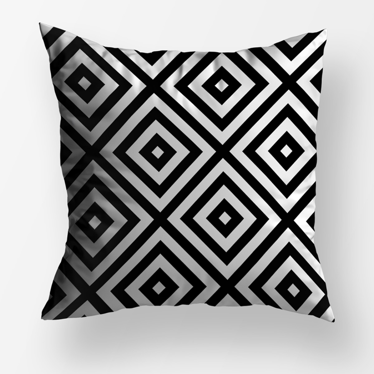 Siyah Beyaz Geometrik  Desen Dekoratif Kare Kırlent